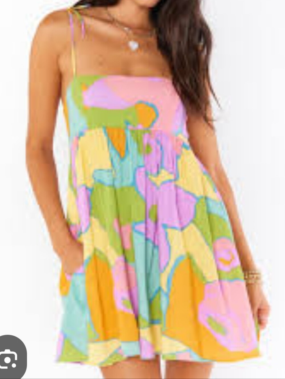 Show Me Your MuMu Multicolor Pastel Abstract Tie-Strap Mini Dress
